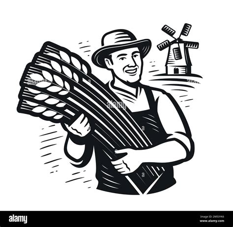 Man Harvesting Grains Stock Vector Images Alamy