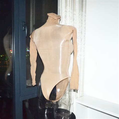 Unisex 8d Sheer Encasement Nylon Pantyhose Long Sleeve Top Closed Hood Bodysuit Fashion