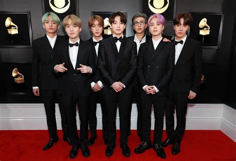 The official website for bts. BTS Wears Custom Korean Tuxedos on the Grammys Red Carpet ...