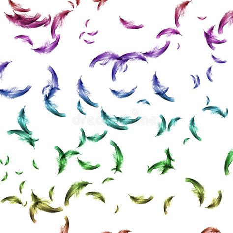 Colorful Abstract Feathers On White Background Stock Illustration