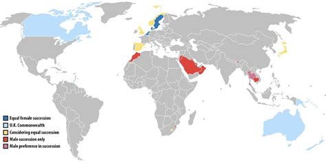 Map Which Of The Worlds Monarchies Allow Female Royal Succession