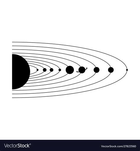 Solar System Vector Black And White