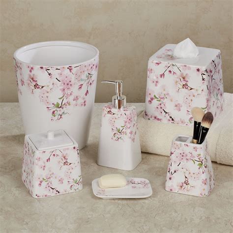 Cherry Blossoms Pink Floral Ceramic Bath Accessories