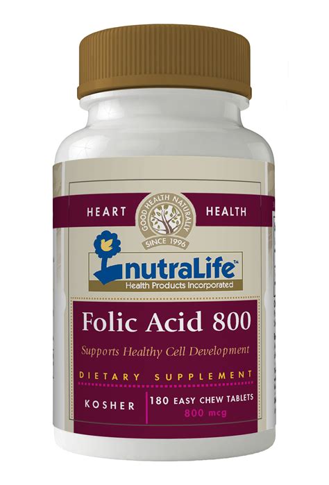 Folic Acid 800mcg180 Easy Chew Tabletsnutralife Health Products Inc