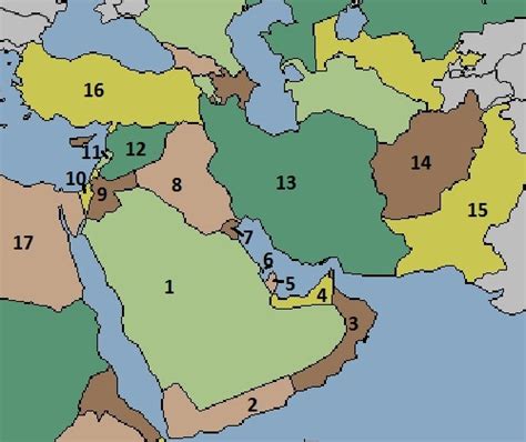 Middle East Map Quiz Including Afghanistan