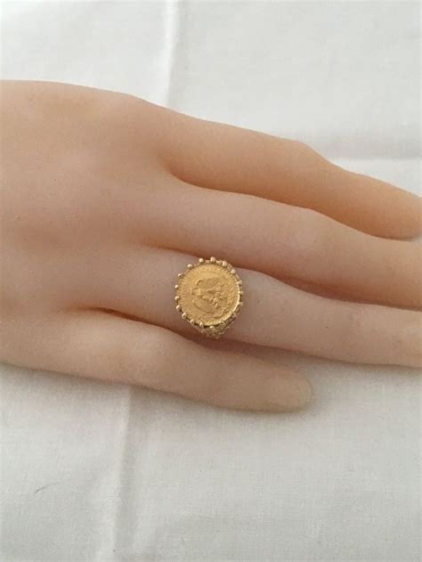 22k Gold Coin 14k Gold Bezel 14k Gold Ring Setting Authentic Dos Y