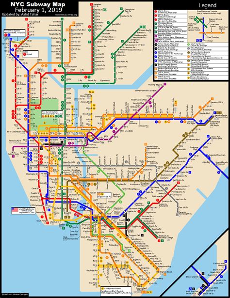 New York City Subway Route Map By Michael Calcagno