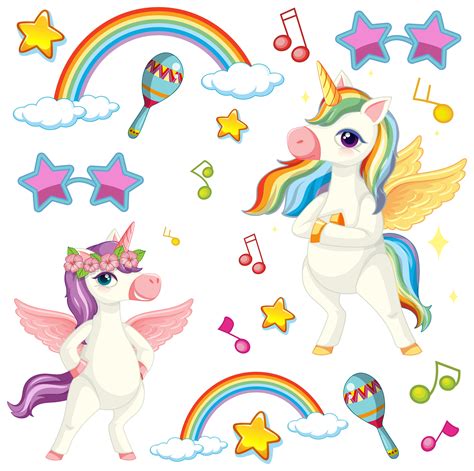 Cute Unicorns With Musical Theme 1234925 Vector Art At Vecteezy
