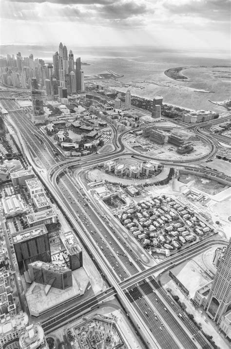 Sheikh Zayed Road Aerial View In Dubai Uae Editorial Photo Image Of