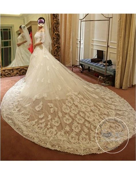 Lacework Appliques Detachable Cathedral Length Train 3 Meters Length