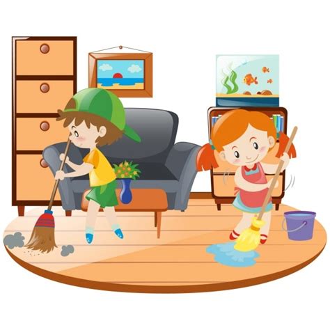 Free Vector Kids Cleaning The House