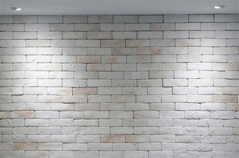 Brick Wall Background And Two Light By Lamp Stock Photo