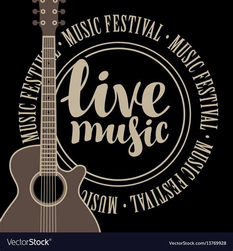 Banner Live Music With Acoustic Guitar Royalty Free Vector