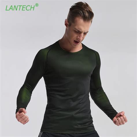 lantech men running shirt jogging sports sportswear fitness exercise gym compression tights