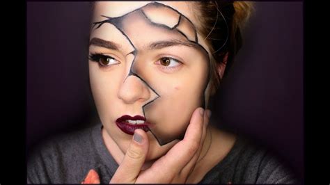 Broken Face Halloween Makeup Tutorial Youtube