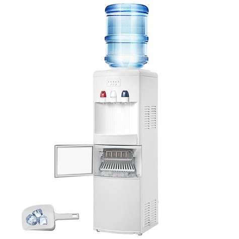 Electric Water Cooler Dispenser Built In Ice Maker White Hot Cold Wate