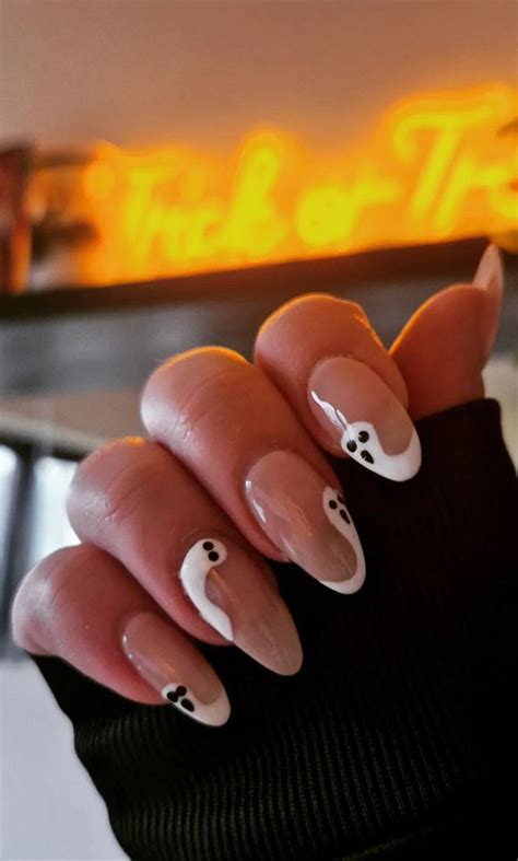 40 Cute Halloween Nail Designs White Abstract Ghost Nails I Take You