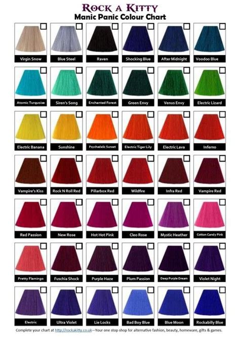 Swatches Manic Panic And Hair Colour Image Purple Color Chart Hair