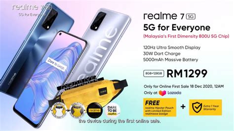 Pembelian secara pre order akan mendapatkan cash back yang berlaku hanya tanggal 30 september dengan skema flash sale. Realme 7 5G Dengan Cip MediaTek Dimensity 800U Ditawarkan ...