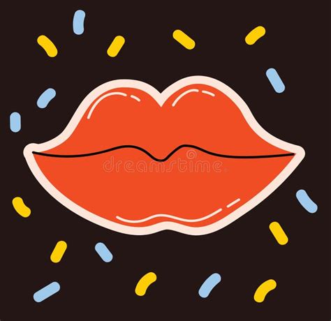 Colored Vector Illustartion Of Crazy Lips For Posters In Cartoon Flat