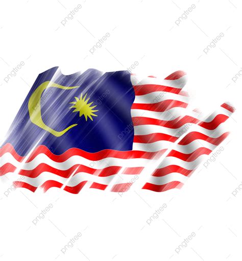 Unduh Templat Bendera Malaysia Coretan Gaya Sikat Berkibar Templat