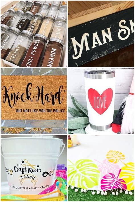 Collage Of Pictures Of Vinyl Cricut Projects For Beginners Beginners