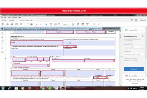 Canada Tourist Visa Application Form For Indian