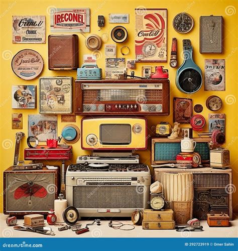 Vintage Advertisements Featuring Quirky Throwback Treasures Stock Image