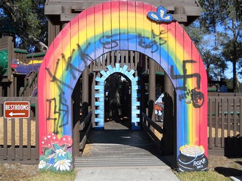 Magic Forest Rainbow Park Vandalized With Kkk Swastika