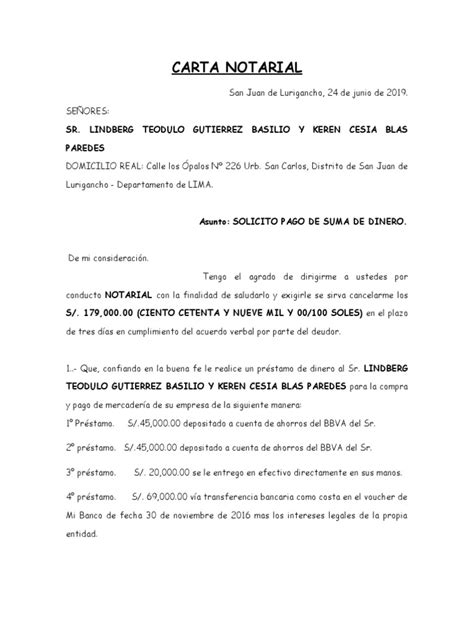Carta Notarial De Requerimiento De Pago Ley Contrato Derecho Porn Sex Picture