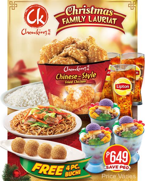 The best local restaurants and takeaways are here to deliver. Chowking's Christmas Family Lauriat Treat until December ...