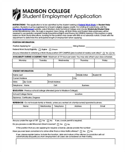 Free 32 Student Application Forms In Pdf Ms Word Excel