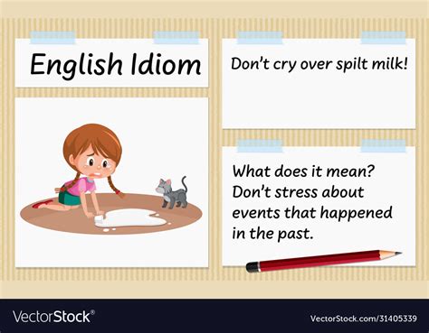 English Idiom Dont Cry Over Split Milk Template Vector Image