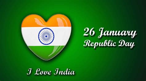 Heart I Love India 26 January Republic Day In Green Background Hd