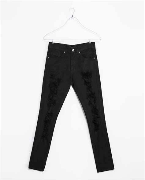 Zara Ripped Jeans In Black For Men Lyst