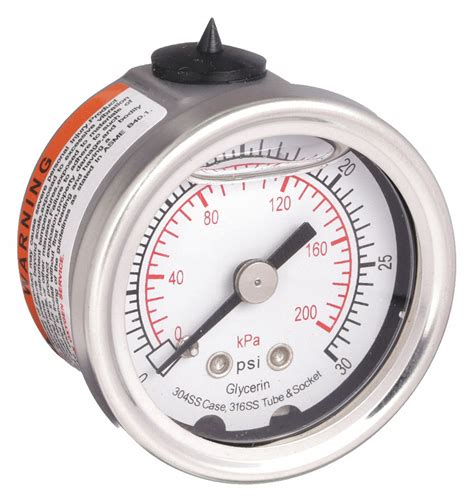 0 To 30 Psi 0 To 200 Kpa 1 12 In Dial Commercial Pressure Gauge