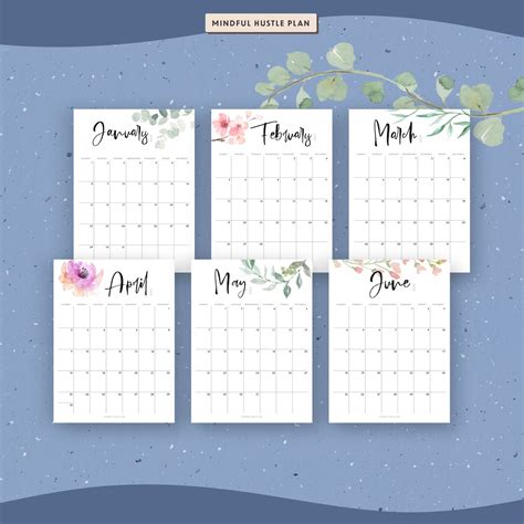 2023 Calendar Printable Desk Calendar Monthly Flowers Etsy Uk