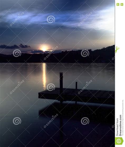 Dock On Lake At Sunset Stock Image Image Of Reflection 81499627