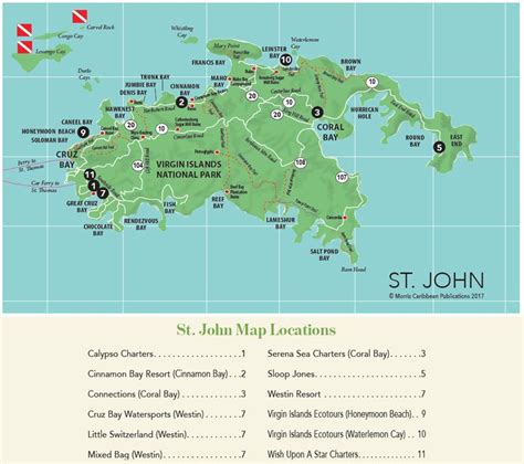St John Us Virgin Islands Map State Coastal Towns Map