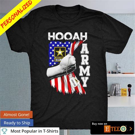 Personalized Veteran Proudly Served Hooah Army Custom Name Shirt