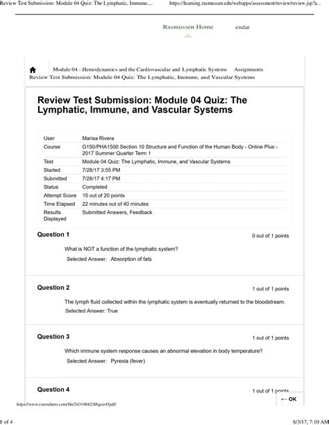 Pha Module Quiz The Lymphatic Immune And Vascular Systems Hot Sex Picture