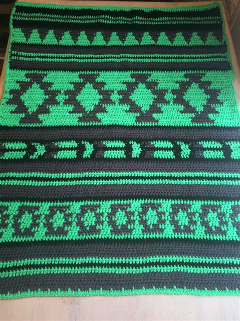 Crochet Aztec Tribal Afgan Blanket I Made For My Grandson