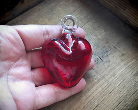 Vintage Red Blown Glass Heart Ornament From Mexico Christmas Decorations