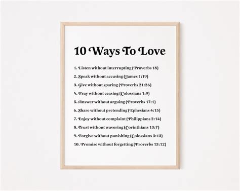 10 Ways To Love Print Ten Ways To Love Print Daily Mantra Etsy