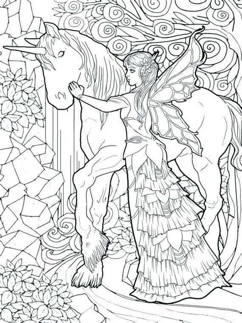 fairy  unicorn coloring page  adults unicorn coloring pages