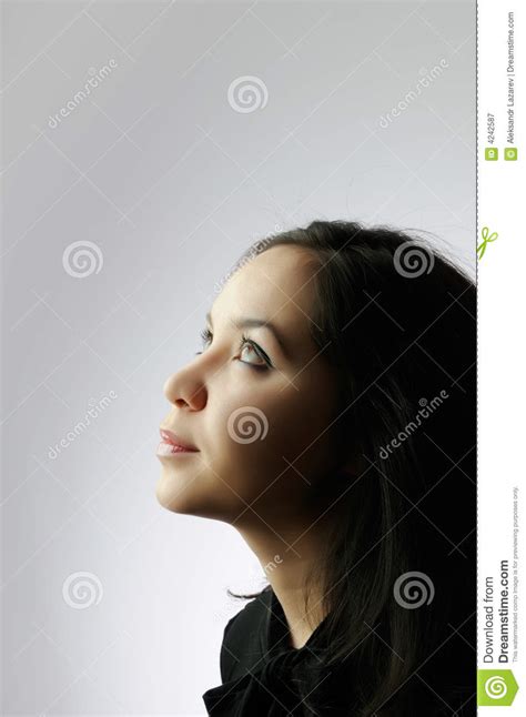 Young Beautiful Girl Looking Up Stock Image Image Of