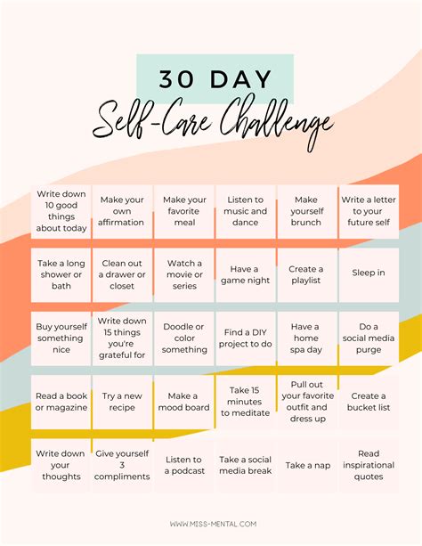 30 Day Self Care Challenge Self Care Bullet Journal Self Care Self