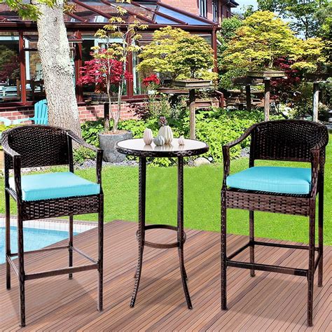 Buy Outdoor High Top Table And Chair Patio Furniture High Top Table Set With Glass Coffee Table