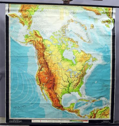 Vintage Pull Down Map North America Wall Chart Retro Poster Print £168