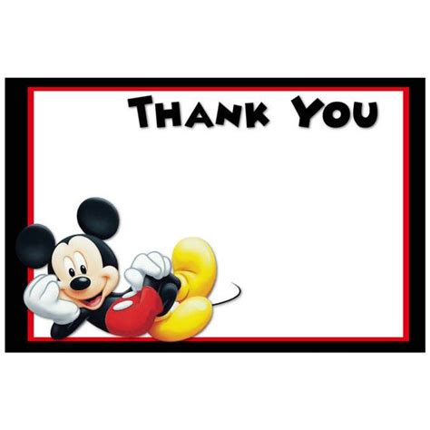 Printable Mickey Mouse Thank You Cards Digital Mickey Mouse Etsy